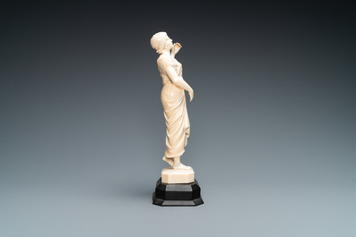 An ivory figure of an oriental dancer, probably Dieppe, France, 19th C.