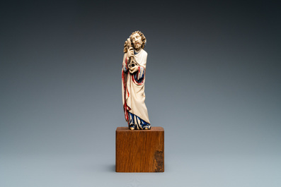 A polychromed ivory figure of Saint Peter, 19th C.
