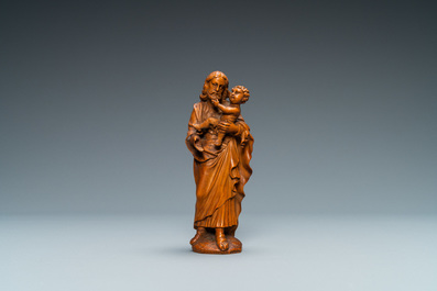 A boxwood figure of Joseph with child, Flanders, 17th C.