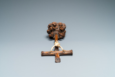 An ivory Corpus Christi on naturalistically carved wooden crucifix, probably France, 17/18th C.