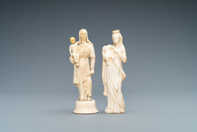 Two ivory figures of a Madonna with child, Dieppe, France, 18th C.