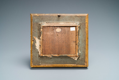 Een Franse gegraveerde ivoren plaquette met inscriptie 'S'il mollit, il n'entrera pas', 18e eeuw