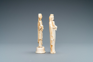 Deux statues de Vierges &agrave; l&rsquo;Enfant en ivoire sculpt&eacute;, Dieppe, France, 18&egrave;me
