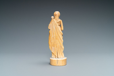 An ivory figure of a Madonna with child, Dieppe, France, 18th C.