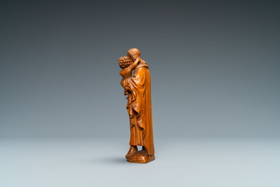 A boxwood figure of Joseph with child, Flanders, 17th C.