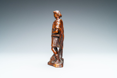 Une statue de David avec la t&ecirc;te de Goliath en buis sculpt&eacute;, Flandres, 17&egrave;me