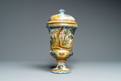 A polychrome urn and cover, Castelli, Italy, 18th C.