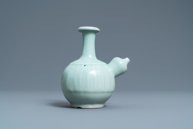 A Chinese monochrome celadon-glazed kendi, 19th C.