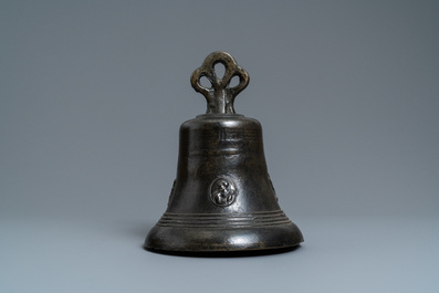 A bronze bell with applied figures of saints, North of France, 16th C.