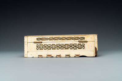 A reticulated bone and wood hunting scene box, Arkhangelsk, Kholmogory, Russia, 18th C.