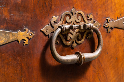 A Spanish bronze-mounted oak 'bargue&ntilde;o' or cabinet on stand, 16th C.