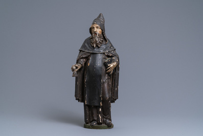 Une statue de Saint Antoine en ch&ecirc;ne sculpt&eacute; et polychrom&eacute;, 16&egrave;me