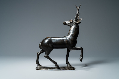 A bronze model of a stag, The Netherlands, 16th C.