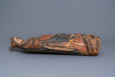 A large polychromed oak figure of Catherine of Alexandria, 16th C.