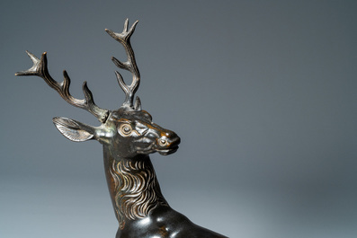 A bronze model of a stag, The Netherlands, 16th C.