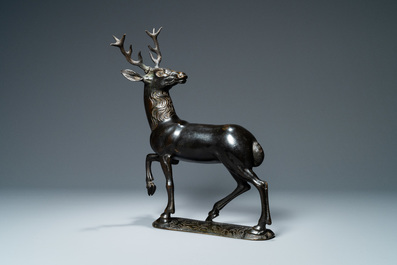 A bronze model of a stag, The Netherlands, 16th C.