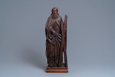 An oak figure of Saint Andrew, 15th C.