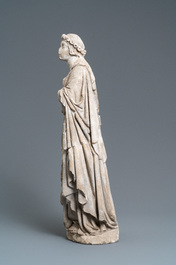Een kalkstenen figuur van Sint-Barbara, 16e eeuw