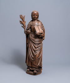 A large oak figure of Saint-Ursula the martyr, 1st half 16th C.