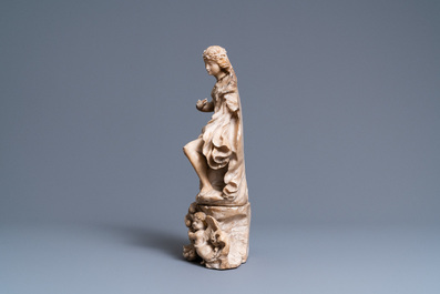 An alabaster figure of a female saint, Trapani, Sicily, Italy, 17th C.
