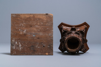 A carved walnut Ionic column with grapevines, 17th C.