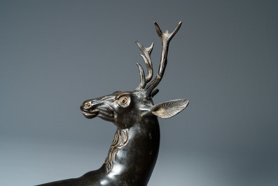 A bronze model of a stag, The Netherlands, 16th C.