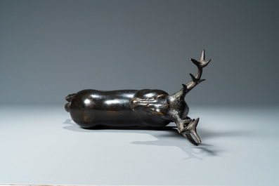 A bronze model of a stag, The Netherlands, 16th C.