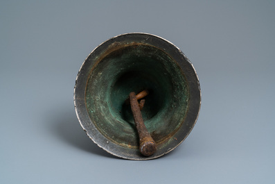 A bronze bell with applied figures of saints, North of France, 16th C.