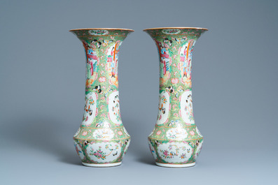A pair of Chinese Canton famille rose vases, 19th C.