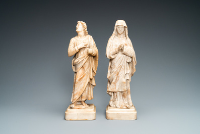 Two alabaster figures of a Golgotha Madonna and John the Baptist, Italy, 17th C.
