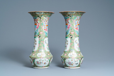 A pair of Chinese Canton famille rose vases, 19th C.