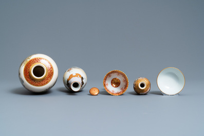 Five pieces of Japanese Satsuma and Kutani porcelain, Meiji, 19th C.