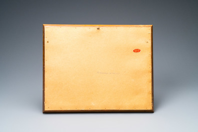 Attr. &agrave; Cornelis Springer (1817 - 1891), crayon et aquarelle en brun sur papier: Des barques &agrave; fond plat aupr&egrave;s de la rive