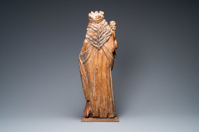 An oak figure of a Madonna with child, Flanders, 17th C.