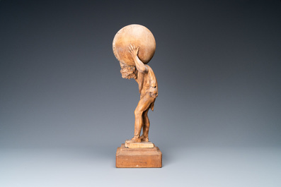 A limewood figure of Atlas carrying the globe, Germany, ca. 1700