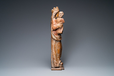 An oak figure of a Madonna with child, Flanders, 17th C.