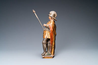 A polychromed and gilded wooden figure of Saint Georges, Southern Germany, 1st quarter 17th C.