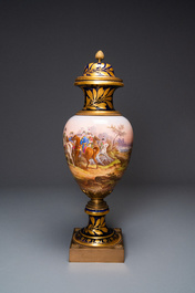 A large French Napoleonic S&egrave;vres-style vase with gilded bronze mounts, signed Desprez, 19th C.