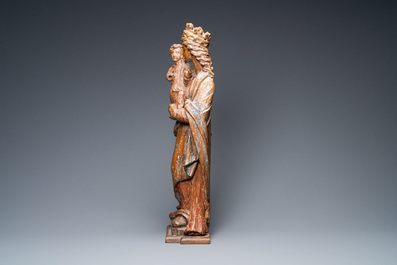 An oak figure of a Madonna with child, Flanders, 17th C.