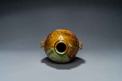 A Chinese sancai-glazed 'twin fish' vase, probably Song