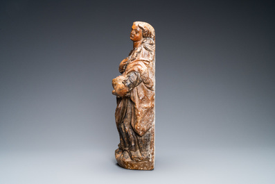 A polychromed sandstone figure of Saint-Lucia, France, 1st half 16th C.