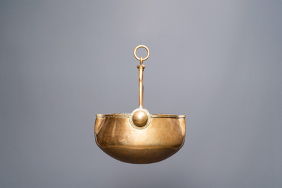 A copper 'lavabo' water bowl, Flanders, 15th C.