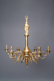 A brass six-arm Saint-Jacob chandelier, Flanders or Germany, 15/16th C.