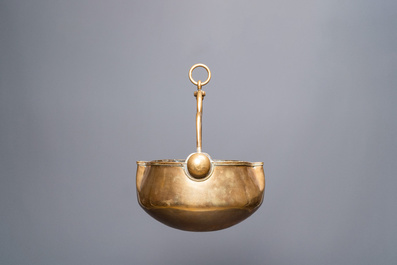 A copper 'lavabo' water bowl, Flanders, 15th C.
