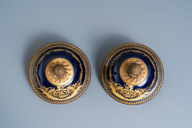 A pair of large French S&egrave;vres-style vases with gilded bronze mounts, signed Le Berre, 19th C.