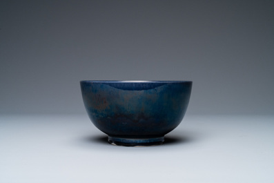 A Chinese monochrome aubergine-glazed bowl, Wanli mark, 19th C.