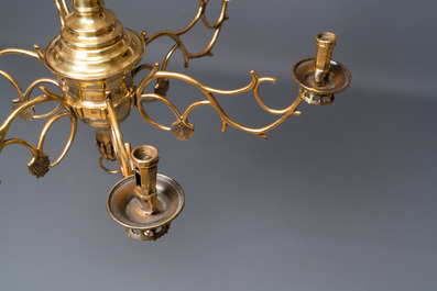 A brass six-arm Saint-Jacob chandelier, Flanders or Germany, 15/16th C.