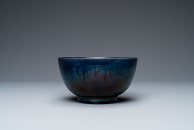 A Chinese monochrome aubergine-glazed bowl, Wanli mark, 19th C.