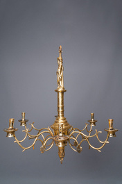 A brass six-arm Saint-Jacob chandelier, Flanders or Germany, 15/16th C.