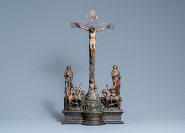 A polychromed wooden crucifixion group, Northern Italy, 16th C.